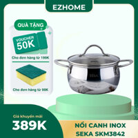 Nồi canh inox đúc liền khối Seka SKM3842 size 16cm, 20cm, nồi hầm kho thịt kho cá, nồi bếp từ dùng cho mọi loại bếp