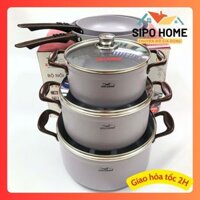 Nồi Chảo Bếp Từ Kim Hằng, Nồi Chảo Đá Nắp Kính Thanh Xuân Đủ Size Màu Tím - Hàng Chính Hãng Kim Hằng
