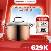 Nồi chảo inox 304 đáy từ NAG1358 cao cấp 4 size (16, 20, 24cm) - Dùng trên mọi loại bếp - Hàng chính hãng