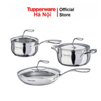 Nồi Chảo Mastro Tupperware 5 lớp Frypan 28cm  Nắp Kính và Nồi 5 lít nắp inox bảo hành 3 năm
