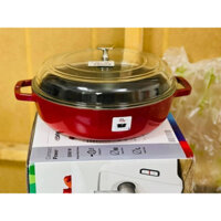 NỒI CHẢO STAUB 28 CM VUNG KÍNH - ĐỎ TƯƠI CHERRY