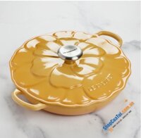 NỒI CHẢO TRÁNG MEN LE CREUSET HOA HẢI QUỲ (cúc la mã) 26cm - màu vàng - Le Creuset Signature Cast Iron 2.25-quart Honey Petal Braiser