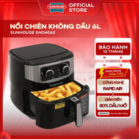 Nồi Chiên Không Dầu 6L Sunhouse SHD4062 - Công suất 1600W - Khay Chiên Tháo Rời - Bảo hành 12 tháng