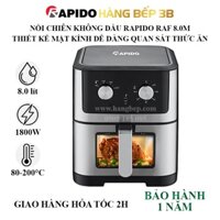 Nồi chiên không dầu 8.0 lít Rapido RAF 8.0M giảm 80% lượng mỡ trong thực phẩm - Bảo hành 12 tháng