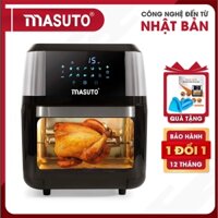 Nồi chiên không dầu Air Fryer Masuto 12L - Phiên bản new 2022 (Tặng Sách nấu ăn + Gang tay Silicon chịu nhiệt) - LBAF037