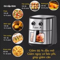Nồi chiên không dầu Aqua Gold 9.5L - Bảo hành 12 tháng - Mặt kính trong suốt.