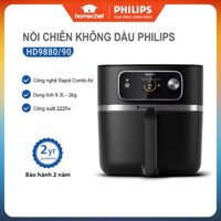 Nồi chiên không dầu điện tử Philips HD9880, dung tích 8.3L, công suất 2000W, bảo hành 2 năm