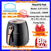 Nồi Chiên Không Dầu Lock&Lock EJF137FU 3L - Đen viền vàng - Hàng Chính Hãng