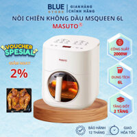 Nồi Chiên Không Dầu Masuto MSQueen 6L 2000W Màn Hình Led Cảm Ứng , 2 Chế Độ Nấu, Đốt 2 Tầng Đối Lưu , Không Cần Trở Lật