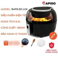 Nồi chiên không dầu Rapido RAF6.5D LUX Inverter 6.5L, điều khiển điện tử, nắp kính, lưỡi đảo (1800W - Hàng chính hãng)