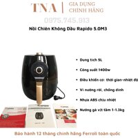 NỒI CHIÊN KHÔNG DẦU RAPIDO 5L-1400W MÃ MỚI 5.0M3 KHAY TRÒN