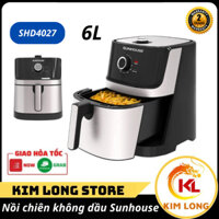 Nồi chiên không dầu Sunhouse SHD4027 6L, công nghệ Rapid Air, nướng gà nguyên con tiện lợi, chống dính Teflon, an toàn
