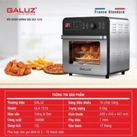 Nồi Chiên Không Dầu thương hiệu Pháp Galuz GLA 1518 – Dung Tích 15L – 16 Chức Năng - đổi trả trong 7 ngày, BH 18 tháng