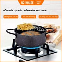 Nồi Chiên Lọc Dầu Chống Dính Xuất Nhật Dùng Cho Bếp Ga, Bếp Từ, Bếp Hồng Ngoại Kèm Khay Hứng