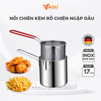 Nồi chiên ngập dầu có giá lọc chất liêu INOX 304 cao cấp chống rỉ có tay cầm an toàn, nồi chiên gà, chiên khoai