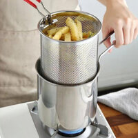 Nồi Chiên Ngập Dầu Inox Kèm Giá Lọc Chống Rỉ Có Tay Cầm Chống Rỉ Nồi Chiên Inox 304 Nồi Chiên Mini Ngập Dầu