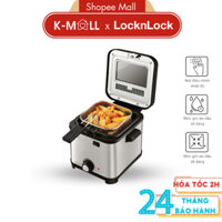 Nồi chiên ngập dầu LocknLock 1.5L EJF716SLV màu bạc, có nắp kính ngăn dầu bắn ra ngoài- K-MALL