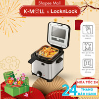 Nồi chiên ngập dầu LocknLock 1.5L EJF716SLV màu bạc, có nắp kính ngăn dầu bắn ra ngoài- K-MALL