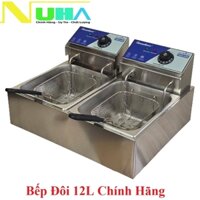 Nồi chiên nhúng ngập dầu, bếp chiên nhúng 12l đôi 6l + 6l raiden, bảo hành 12 tháng