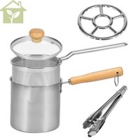 Nồi Chiên Sâu 304 Chảo Chiên Inox Có Giỏ Lọc Tay Cầm Và Nắp Nồi Chiên Sâu Nhỏ Di Động Để Chiên Cá SHOPABC1314