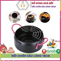 Nồi Chiên Sâu Lòng Tặng Kèm Khay Lưới Hứng Dáo Dầu Đồ Ăn Size 18Cm, Siêu Tiện Dụng