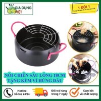 Nồi Chiên Sâu Lòng Tặng Kèm Khay Lưới Hứng Dáo Dầu Đồ Ăn Size 18Cm, Siêu Tiện Dụng