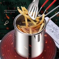 Nồi chiên sâu NAMSHEVA, Nồi chiên nhà bếp đa chức năng Mini, có bộ lọc - Nồi lọc dầu bằng thép không gỉ hiệu quả Dụng cụ nấu ăn nhà bếp