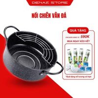 Nồi Chiên Vân Đá Chống Dính Nhật Bản Size 20cm Có Khay Lọc Dầu Chống Gỉ An Toàn Tiện Lợi
