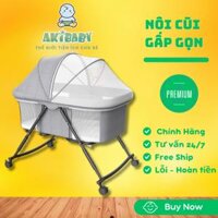 Nôi cho bé gấp gọn tặng màn đệm cho bé, Nôi em bé sơ sinh có điều chỉnh độ cao
