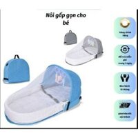 Nôi cho bé gấp gọn,nôi em bé sơ sinh bằng vải gọn nhẹ tiện di chuyển,Nôi ngủ chung gấp thành balo có màn