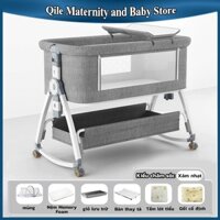 Nôi cho bé ghép cạnh giường bố mẹ tăng chỉnh chiều cao, nôi trẻ em tặng nệm và màn