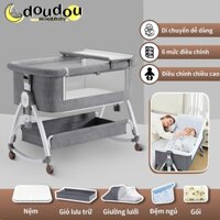 Nôi cho bé ghép cạnh giường bố mẹ tăng chỉnh chiều cao, nôi trẻ em tặng nệm và màn