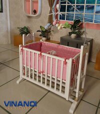 Nôi cho bé - VINANOI VNN301T - Nôi điện tự động 4 trong 1 gỗ thông màu trắng cho trẻ sơ sinh