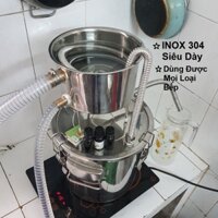 Nồi Chưng Cất INOX 304 Siêu Dày Đáy Nguyên Khối Đa Năng, Chưng Cất Tinh Dầu, Nước Hoa Hồng, ...11lít, 22 Lít
