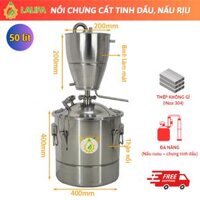 Nồi chưng cất tinh dầu, nước hoa hồng & nấu rịu đa năng 50 lit