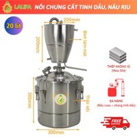 Nồi chưng cất tinh dầu, nước hoa hồng & nấu rịu đa năng 20 lit