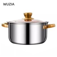 Nồi cổ phiếu WUZIA, Nồi thép không gỉ dày, bền có nắp đậy Phụ kiện nhà bếp làm sâu Lò nướng, Gas và máy rửa chén an toàn