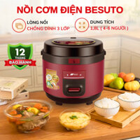 Nồi cơm điện Besuto 318 công suất 700W dung tích 1.8L lòng nồi tráng men chống dính cao cấp - BH 12T