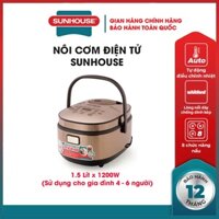 Nồi cơm điện cao tần 1.5L SUNHOUSE nồi cơm điện thông minh thân nồi inox có chống dính siêu bền giữ nhiệt tốt