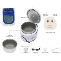 Nồi cơm điện Happycook (Hàn Quốc) 1.2 lít có xửng hấp, tay xách, chỗ để muỗng xới cơm (Mới)