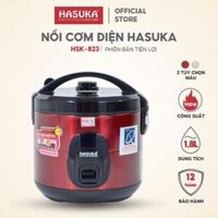 Nồi cơm điện HASUKA HSK 823 dung tích 1.8L, công suất 900W, lòng niêu dầy phủ chống dính ceramic, chống xước siêu bền