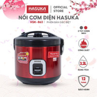 Nồi cơm điện HASUKA HSK-863 dung tích 3.2L, công suất 1200W - Thiết kế dễ sử dụng, lòng niêu chống dính Ceramic