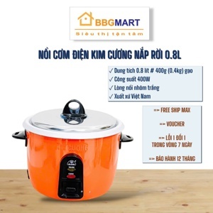 Nồi cơm điện Kim Cương - Nồi cơ nắp rời, 0.8 lít, 2500W