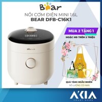 Nồi cơm điện mini (2 người ăn) 1.6L (nấu cơm 0.5L) Bear DFB-C16K1, nhỏ gọn, chính hãng
