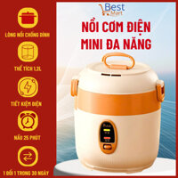 Nồi Cơm Điện Mini Đa Năng Dung tích 1,2L, Nấu Cơm, Cháo, Lẩu, Hầm, Hâm Cháo Ăn Dặm Cho Bé