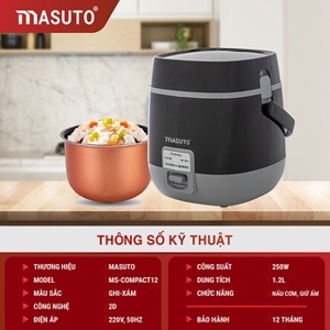 Nồi cơm điện mini Masuto MS-Compact12 - 1.2 lít