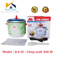 Nồi cơm điện mini nắp rời Kim Cương 0.6 lít dùng cho 1-2 người ăn, nồi cơm nắp rời Kim Cương mini chính hãng