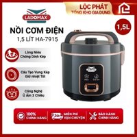 Nồi Cơm Điện Nắp Gài 1.5L Ladomax HA-7915 Lòng Niêu Nhôm Phủ Cong Men Chống Dính Hàng BH 12 Tháng