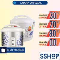 Nồi cơm điện nắp gài 1.8 lít Sharp Chính hãng, có khay hứng nước Sản xuất Thái Lan KS-N182ETV "SW" - SSHOP MALL