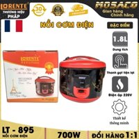 Nồi cơm điện nắp liền LORENTE LT-895 Đỏ dung tích 1.8L, công suất 700W. Nồi cơm điện độ bền cao, thân nhựa - MOSACO